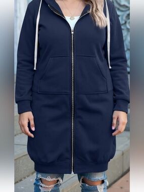 ELESol Women’s Navy Zip-Up Hoodie Dresssize medium nwt
